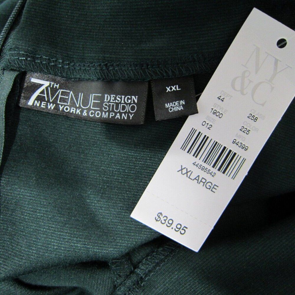 7th Avenue Design Studio NY & Co Green Ponte Knit S/S Mock Neck Top XXL NWT - Picture 7 of 7